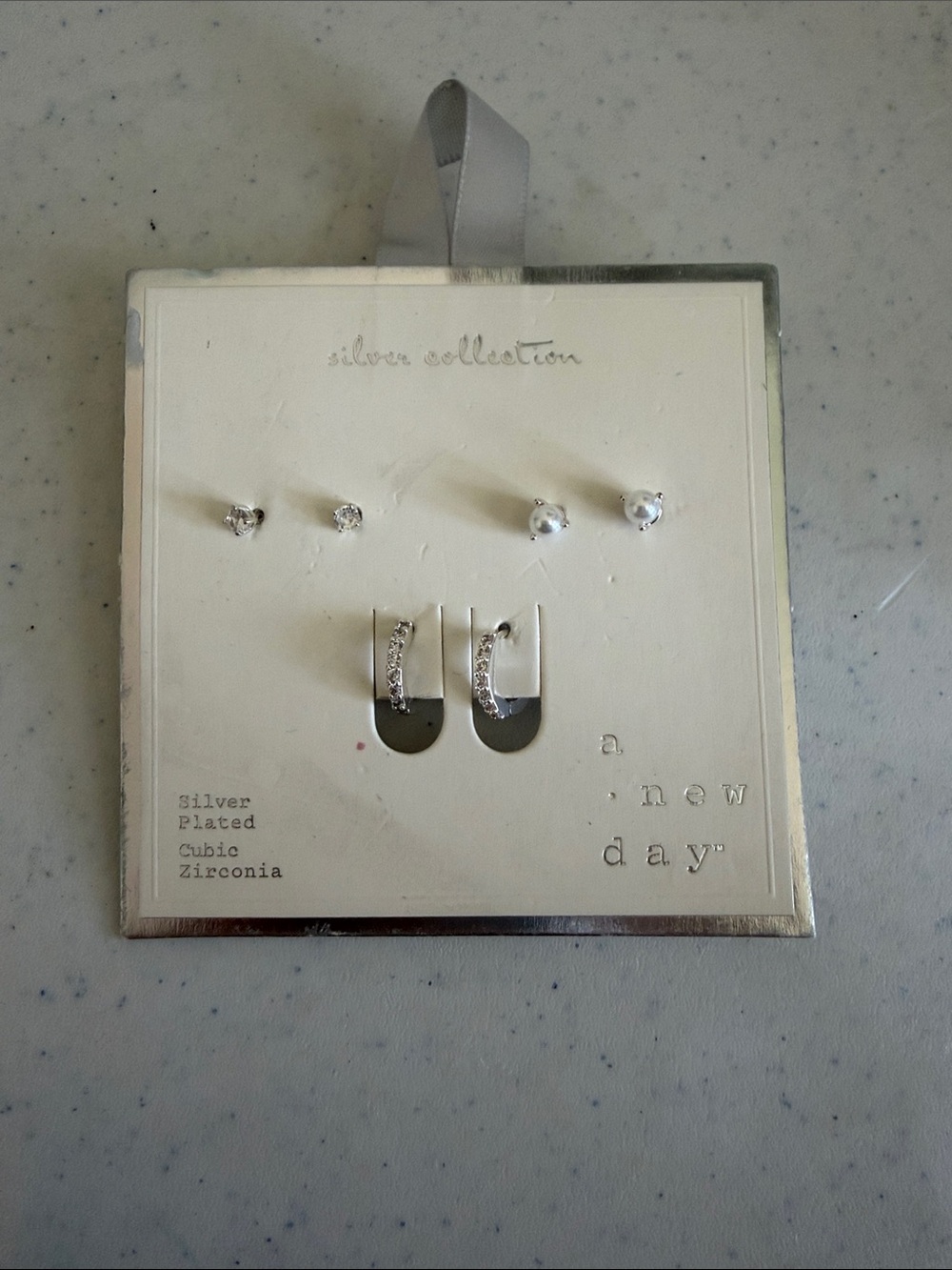 a new day Silver-Plated Cubic Zirconia Earring Set - Silver